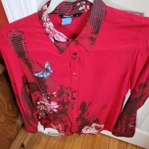 Desigual Red Button-down Blouse